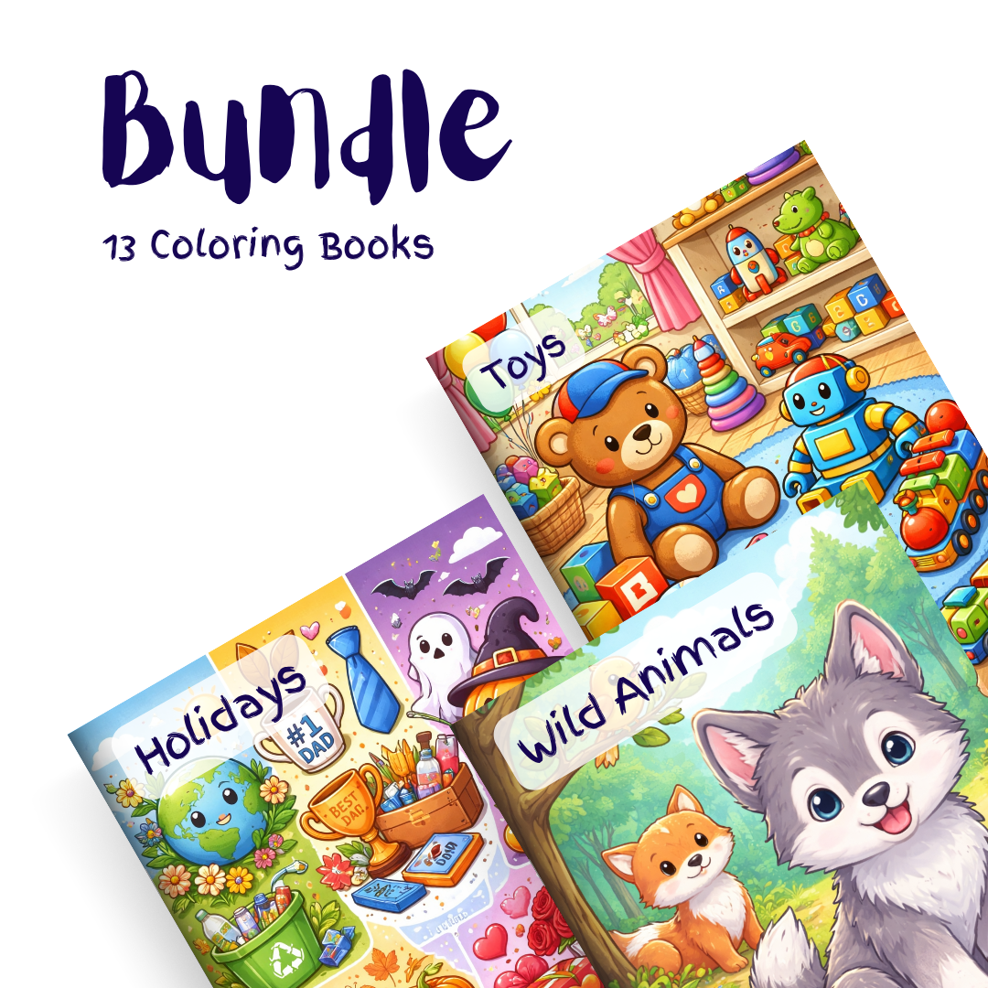Playtime, Holidays & Wild Adventures Bundle – 13 Coloring Books